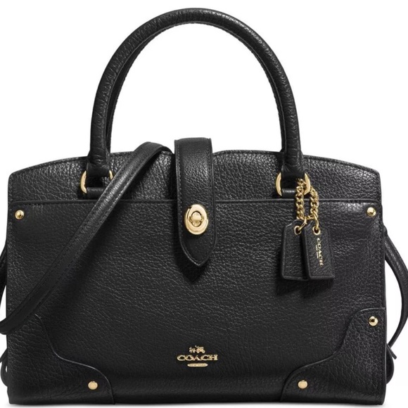 🐎COACH MERCER🐎 TOTE BAG SATCHEL LEATHER NAVY BLUE - Picture 1 of 6